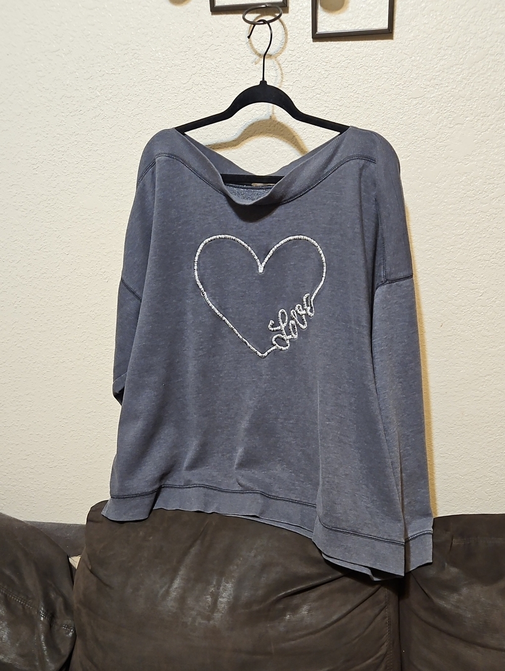 Maurices Slate Blue Heart 'Love' Pullover Hoodie